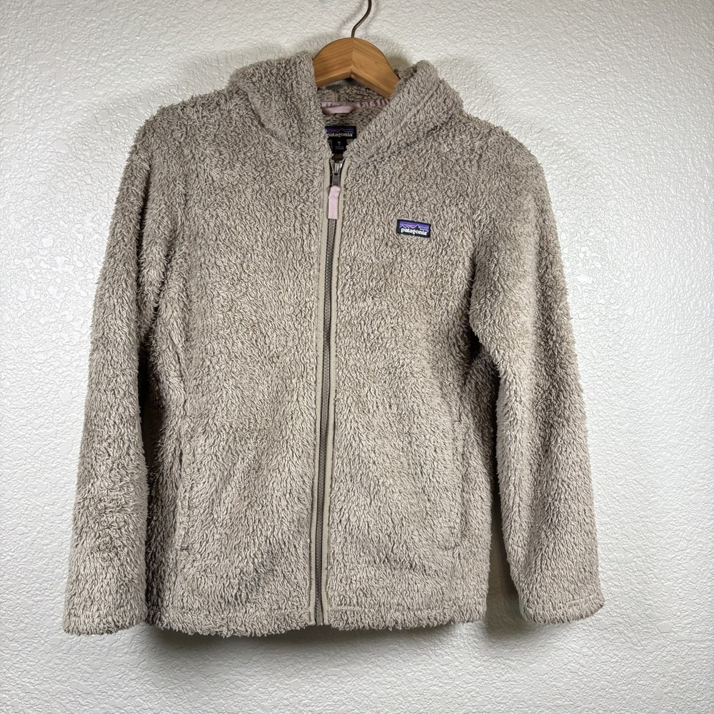 Patagonia Los Gatos Jacket Kids Girls Size XL 14 Brown Full Zip Hoodie Sherp
